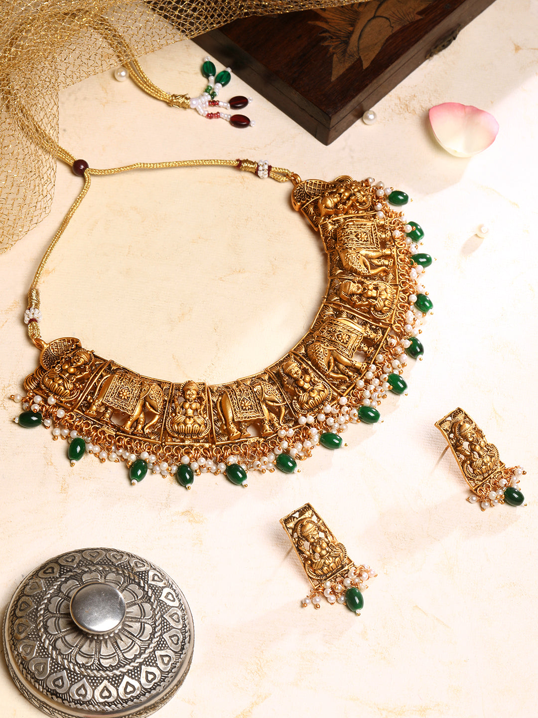 Gold/Multicolor Pearl Gold-Plated Drop Earring