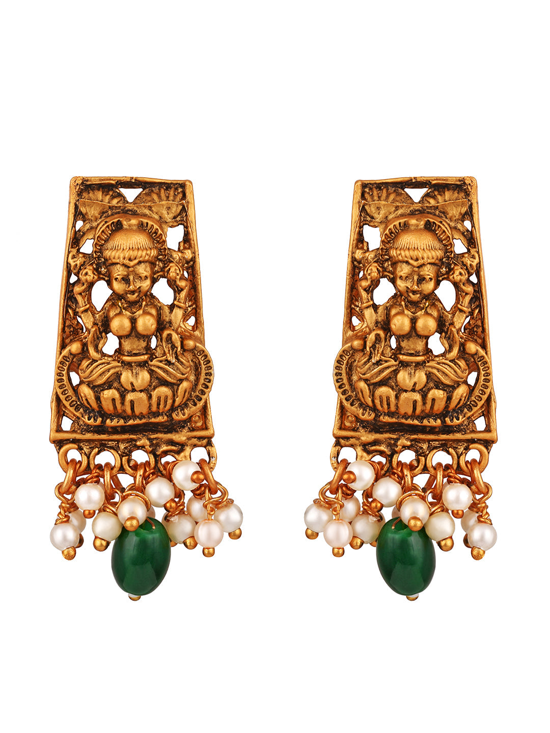 Gold/Multicolor Pearl Gold-Plated Drop Earring