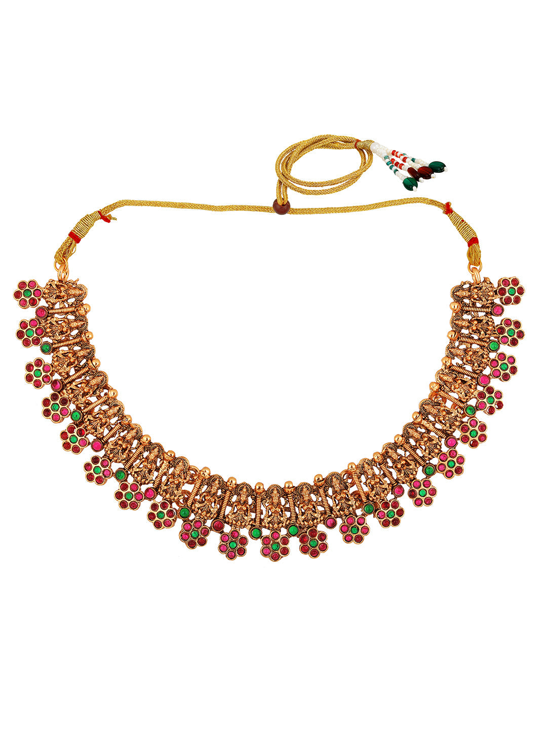 Gold-Plated Gold/Multicolor Pearl Drop Earring With Jewellery Set