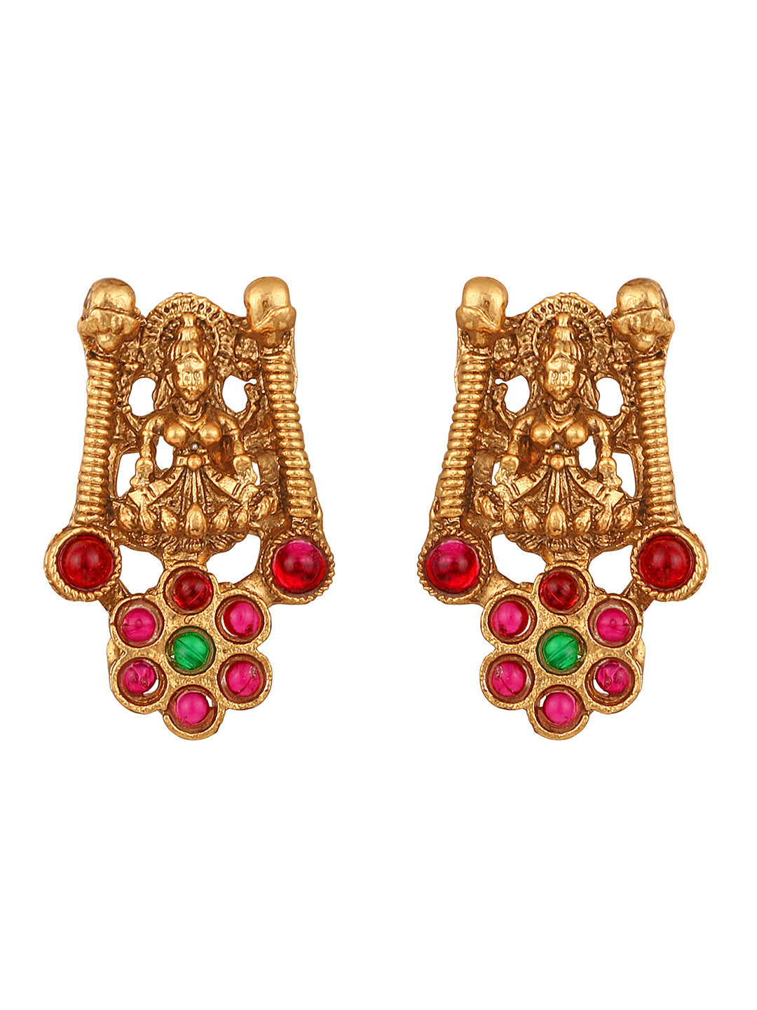 Gold-Plated Gold/Multicolor Pearl Drop Earring With Jewellery Set
