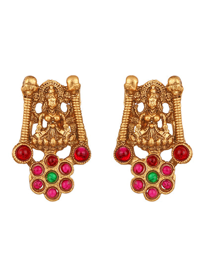 Gold-Plated Gold/Multicolor Pearl Drop Earring With Jewellery Set