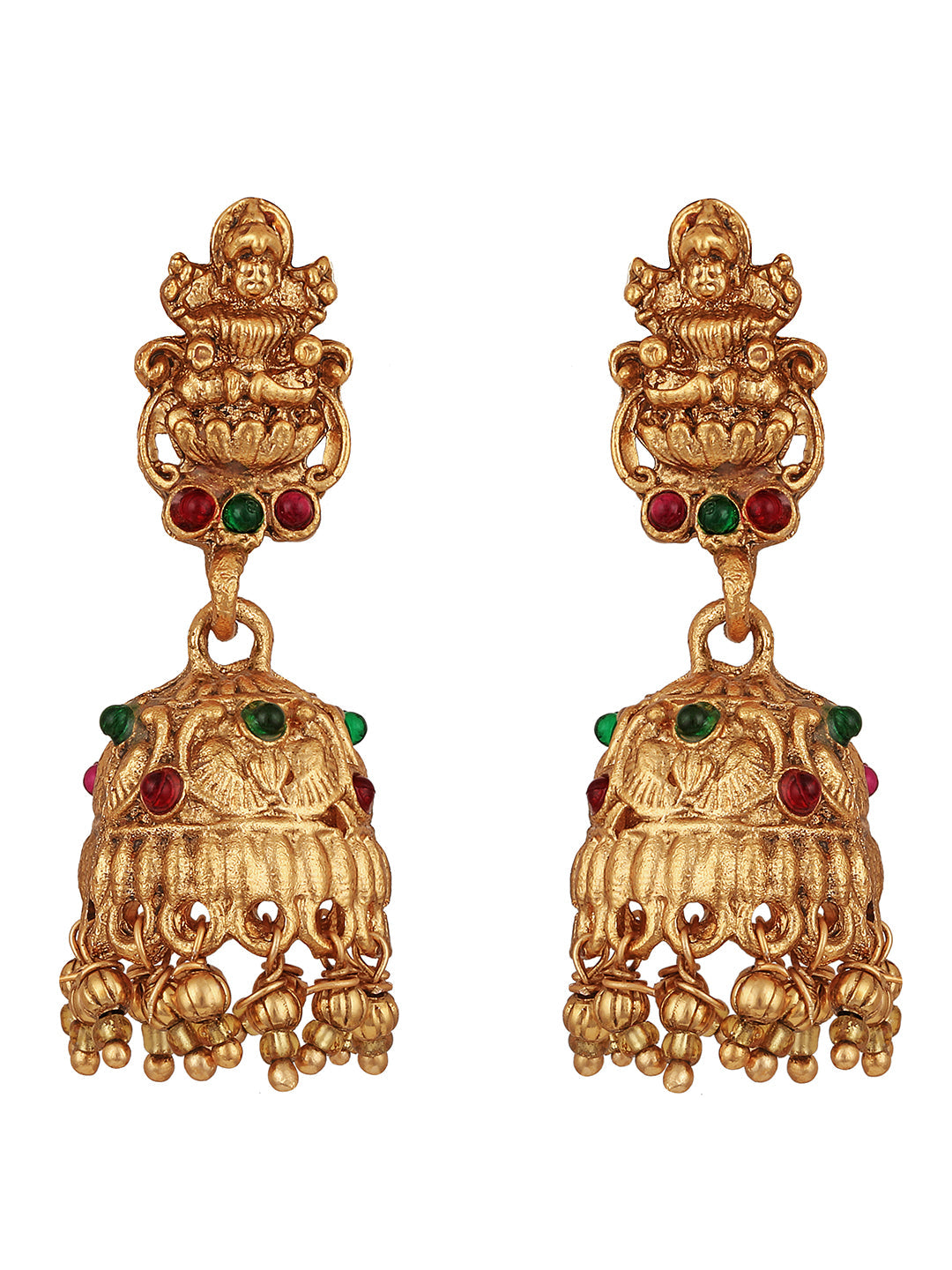 Gold/Multicolor Pearl Gold-Plated Jhumka Earring