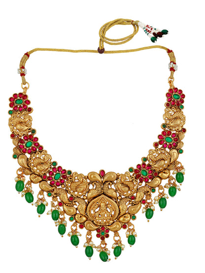 Gold/Multicolor Pearl Gold-Plated Jhumka Earring