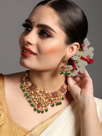 Gold/Multicolor Pearl Gold-Plated Jhumka Earring