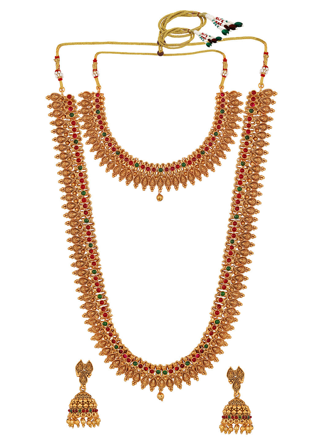 Gold/Multicolor Pearl Gold-Plated Jhumka Earring