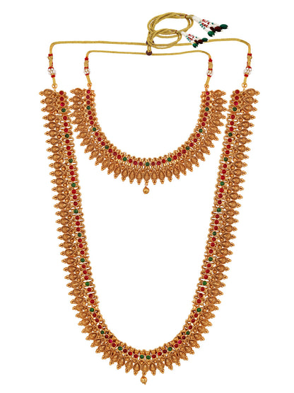 Gold/Multicolor Pearl Gold-Plated Jhumka Earring