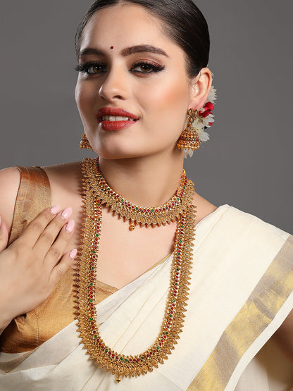 Gold/Multicolor Pearl Gold-Plated Jhumka Earring