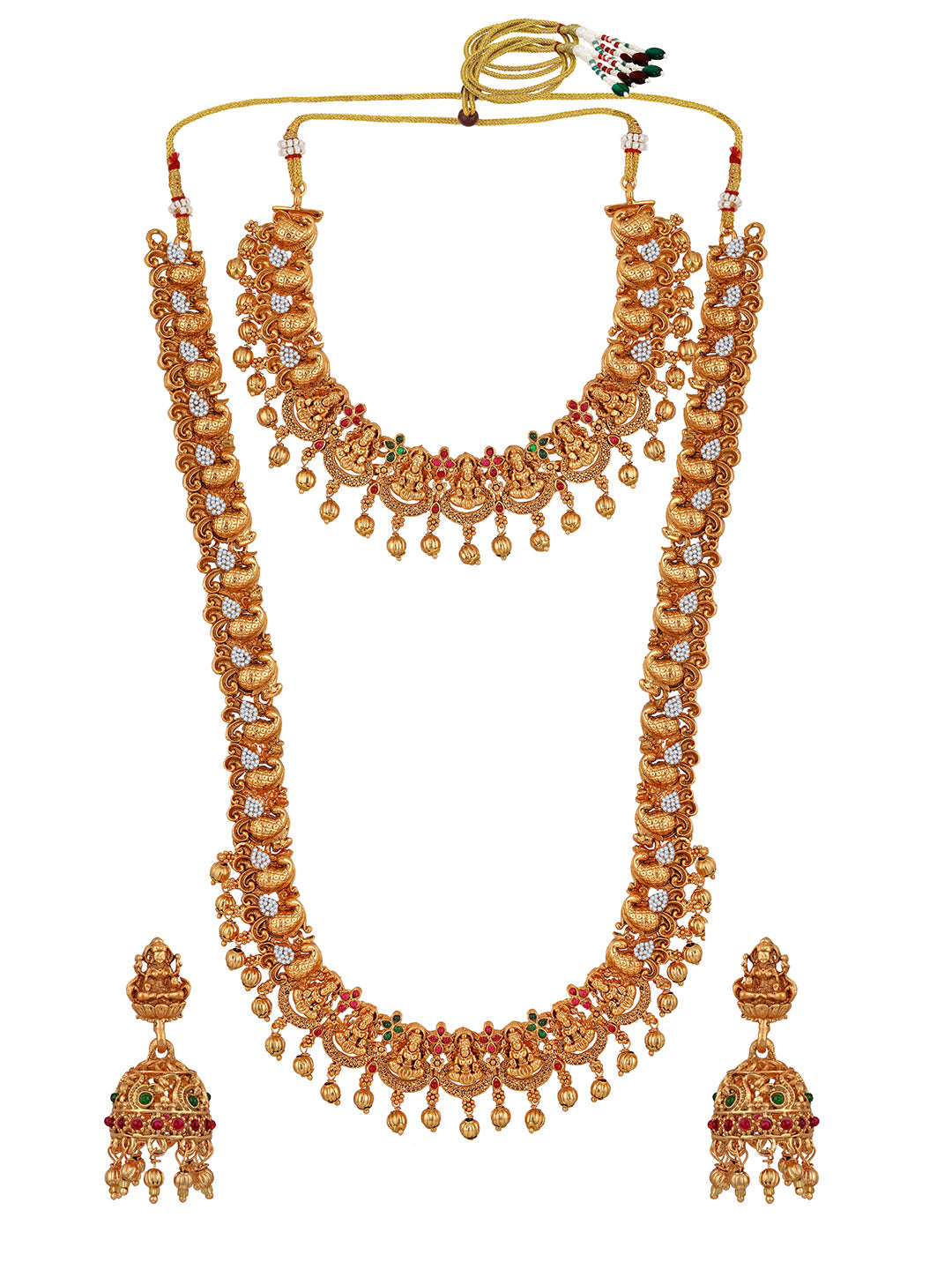 Gold/Multicolor Pearl Gold-Plated Jhumka Earring