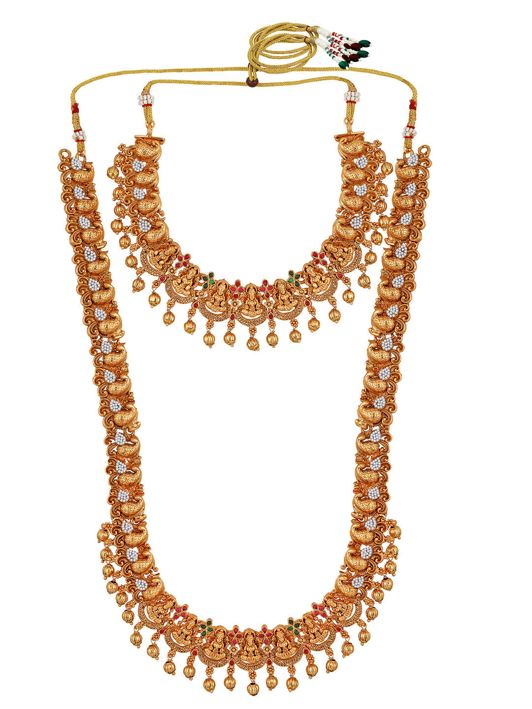 Gold/Multicolor Pearl Gold-Plated Jhumka Earring