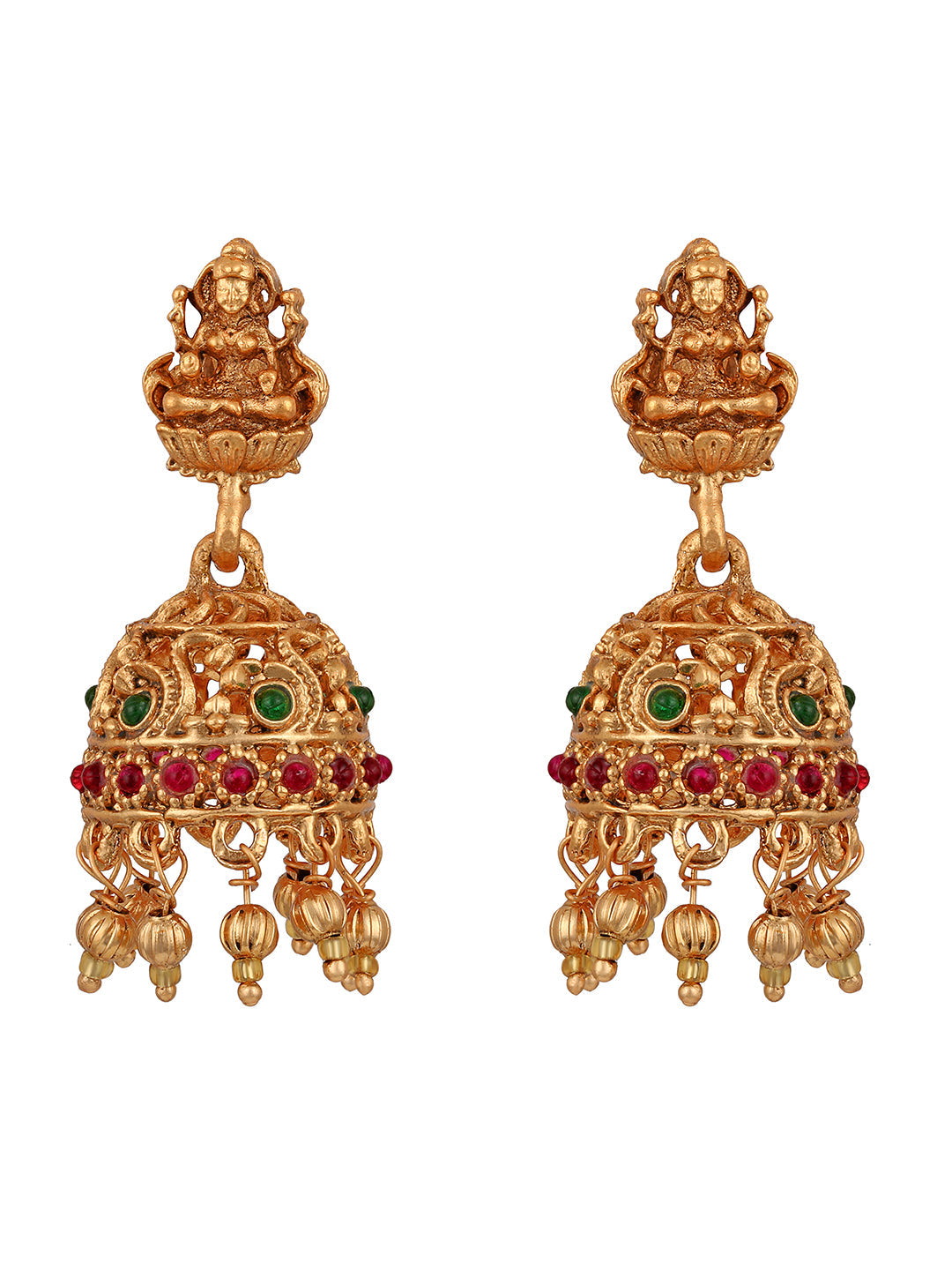 Gold/Multicolor Pearl Gold-Plated Jhumka Earring