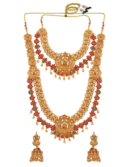 Gold/Multicolor Pearl Gold-Plated Jhumka Earring