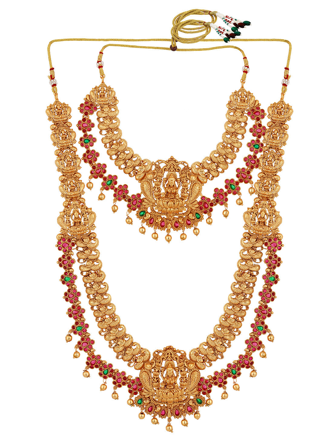 Gold/Multicolor Pearl Gold-Plated Jhumka Earring