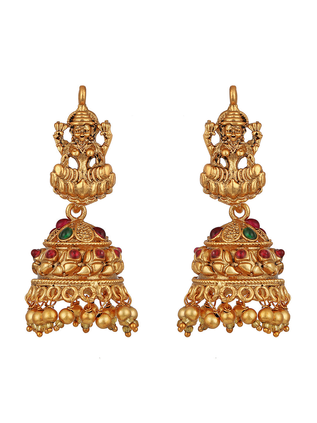 Gold/Multicolor Pearl Gold-Plated Jhumka Earring
