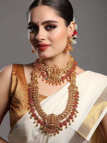 Gold/Multicolor Pearl Gold-Plated Jhumka Earring