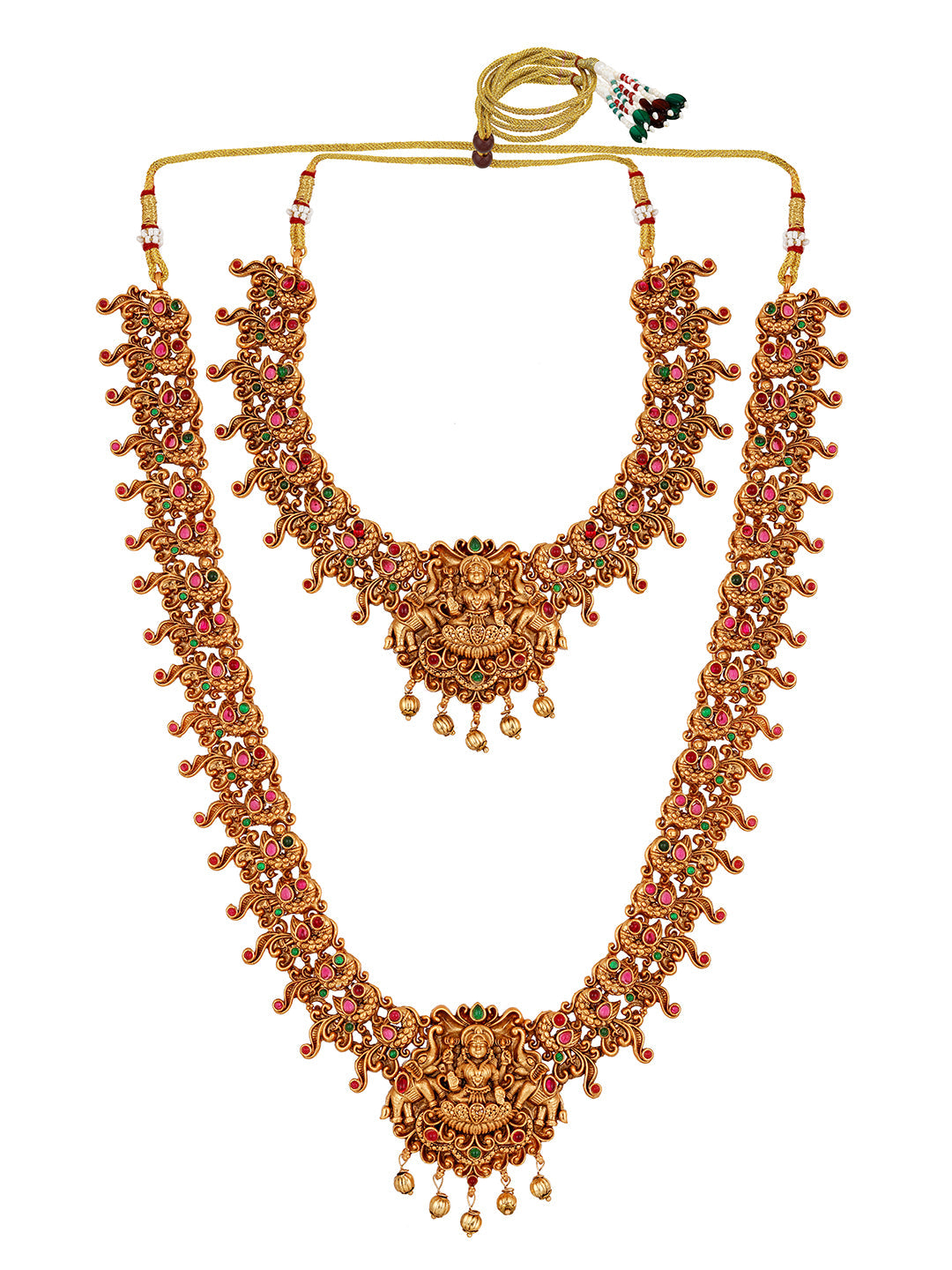 Gold/Multicolor Pearl Gold-Plated Dangle Earrings