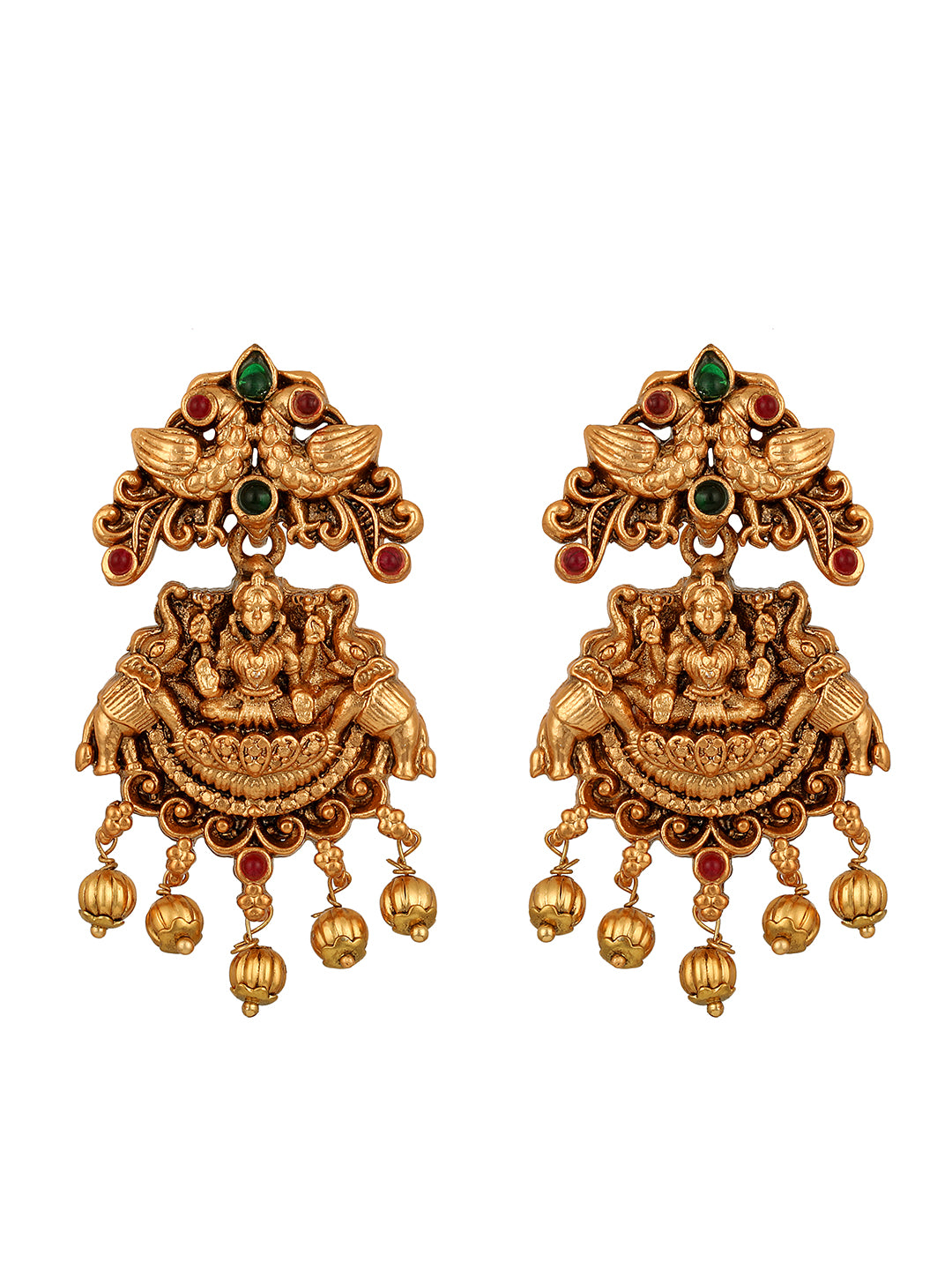 Gold/Multicolor Pearl Gold-Plated Dangle Earrings