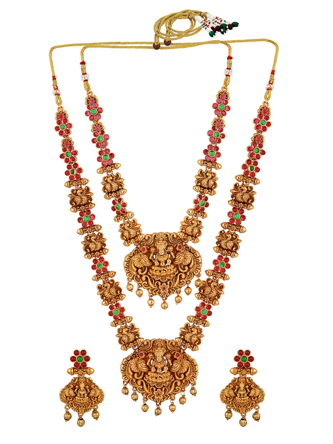 Gold/Multicolor Pearl Gold-Plated Dangle Earrings