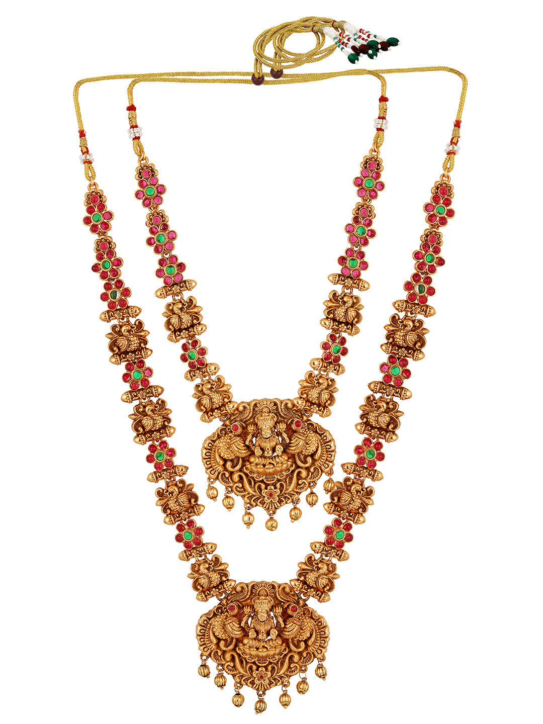 Gold/Multicolor Pearl Gold-Plated Dangle Earrings