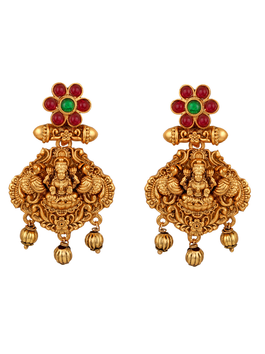 Gold/Multicolor Pearl Gold-Plated Dangle Earrings