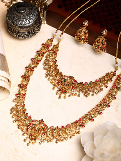 Gold/Multicolor Pearl Gold-Plated Dangle Earrings