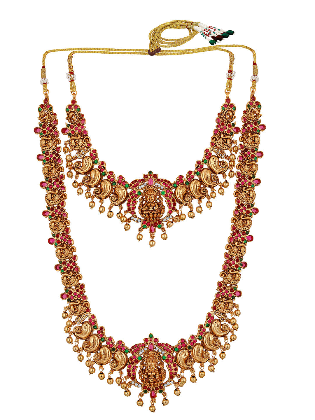 Gold/Multicolor Pearl Gold-Plated Dangle Earrings