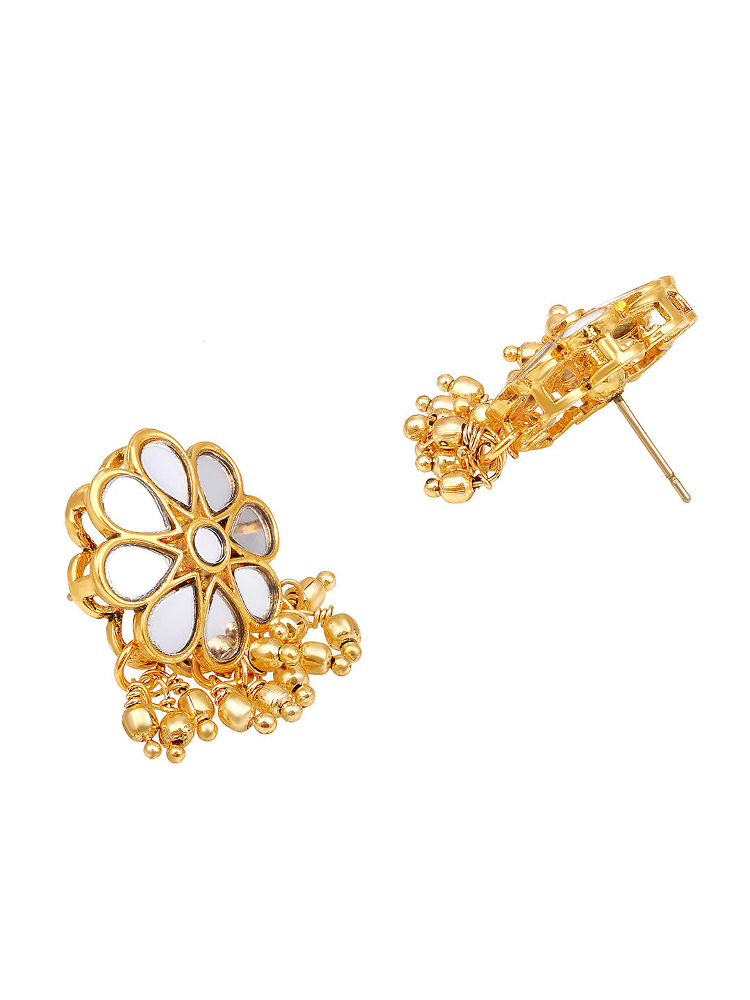 Gold-Plated Artificial Stones  Necklace Set With Drop Earring
