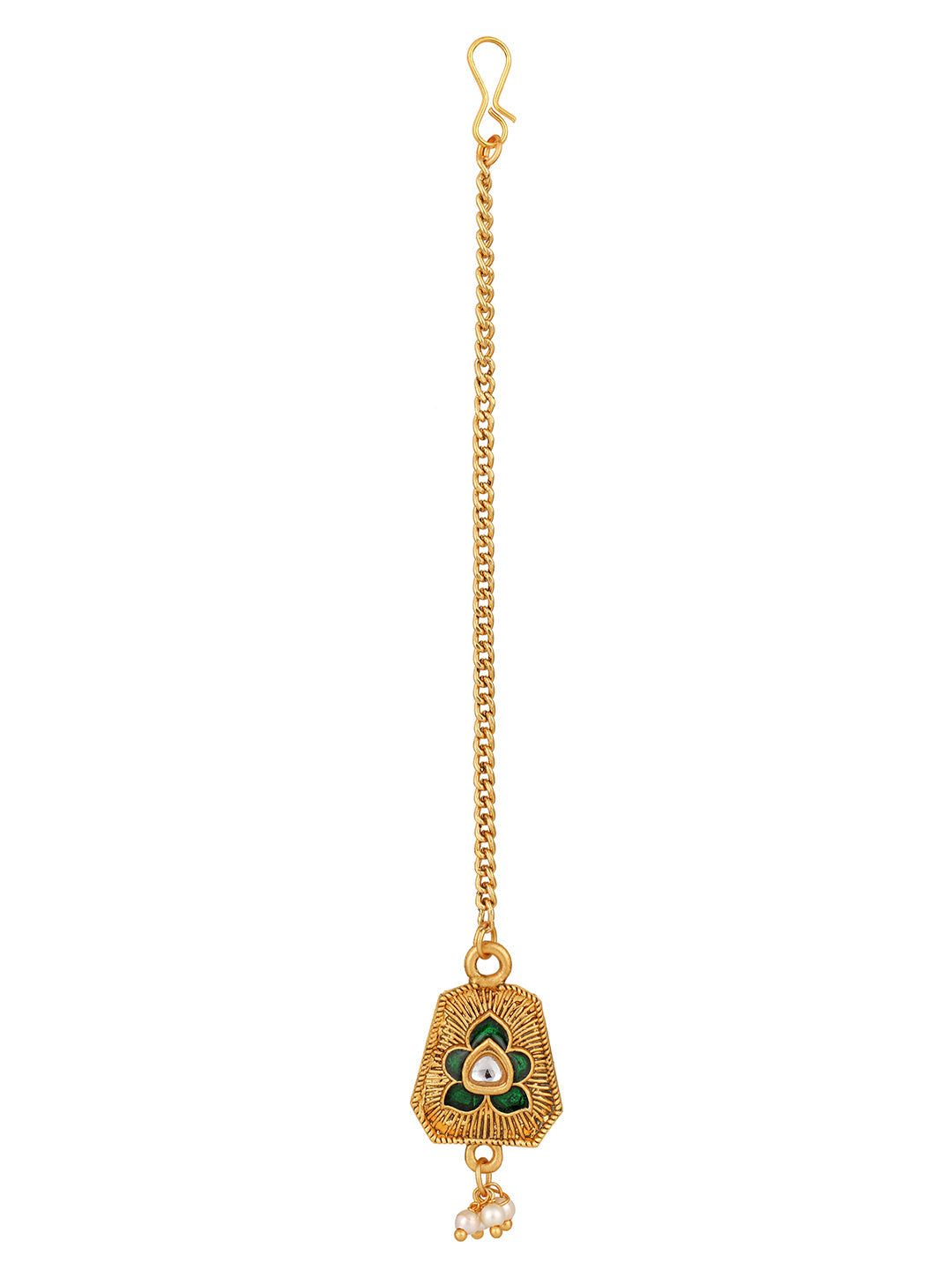 Gold-Plated Artificial Stone Necklace Set With Jhumka Earring