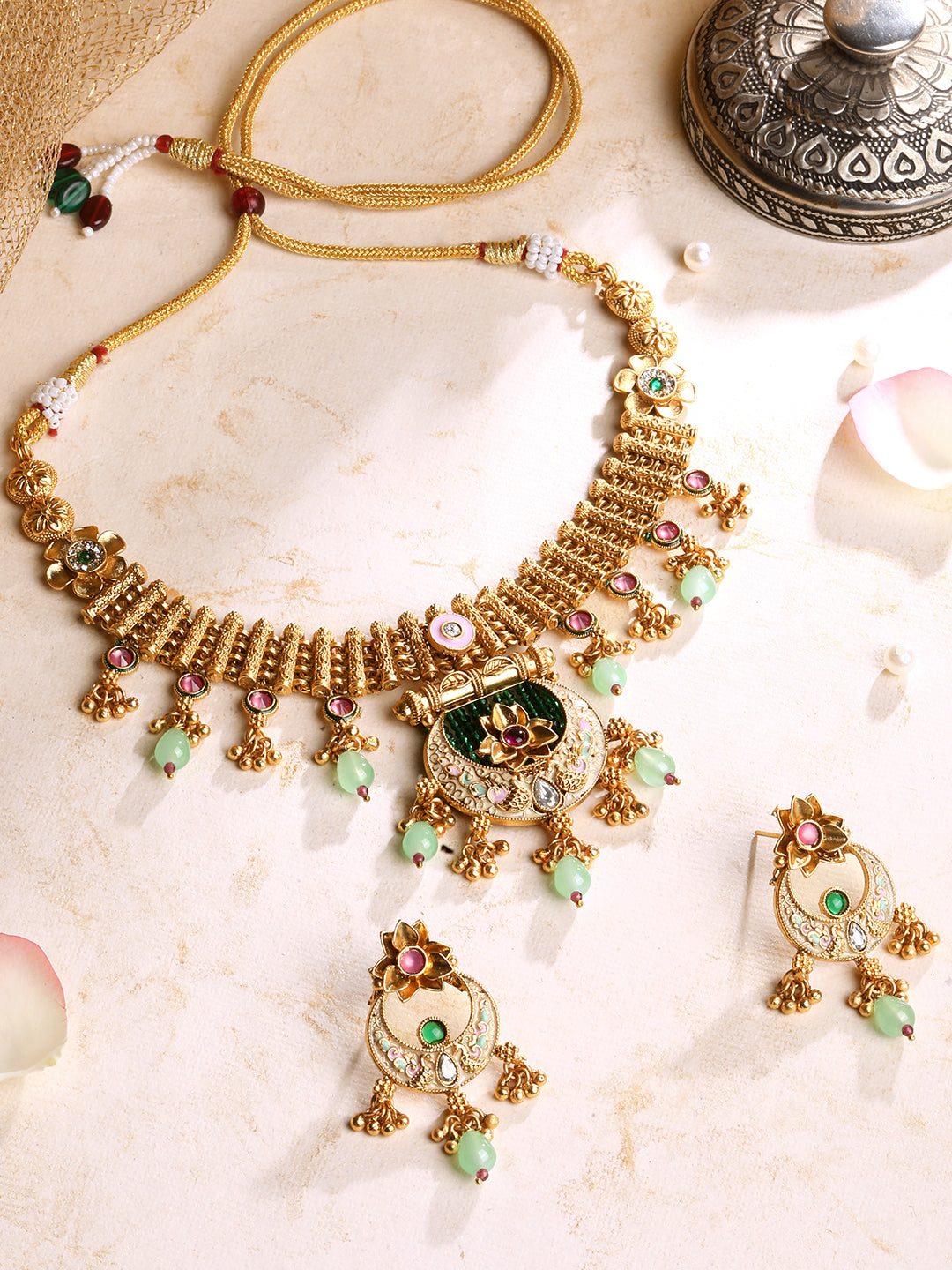 Kundan Peacock Charm Set