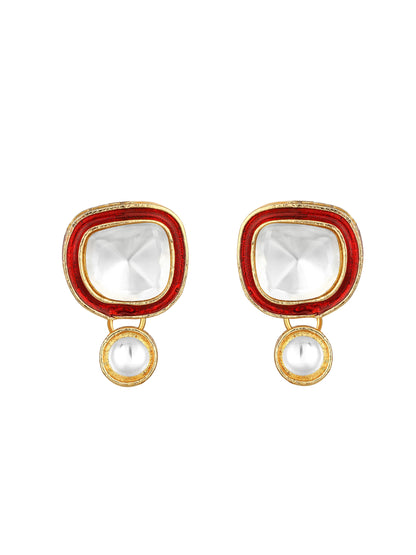 Gold-Plated Artificial Stone Necklace Set With Drop Earring