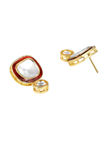 Gold-Plated Artificial Stone Necklace Set With Drop Earring