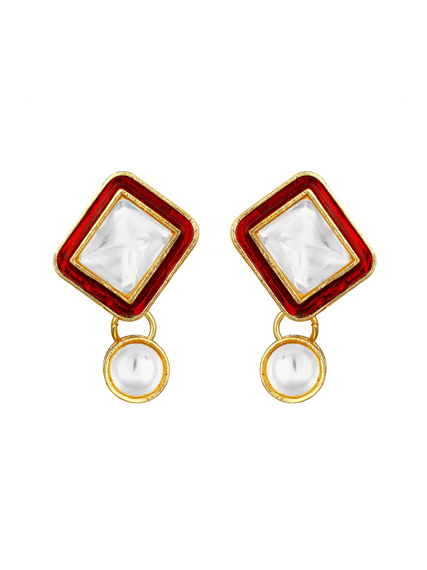 Gold-Plated Artificial Stone Necklace Set With Drop Earring