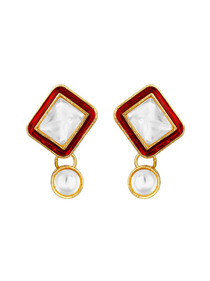 Gold-Plated Artificial Stone Necklace Set With Drop Earring