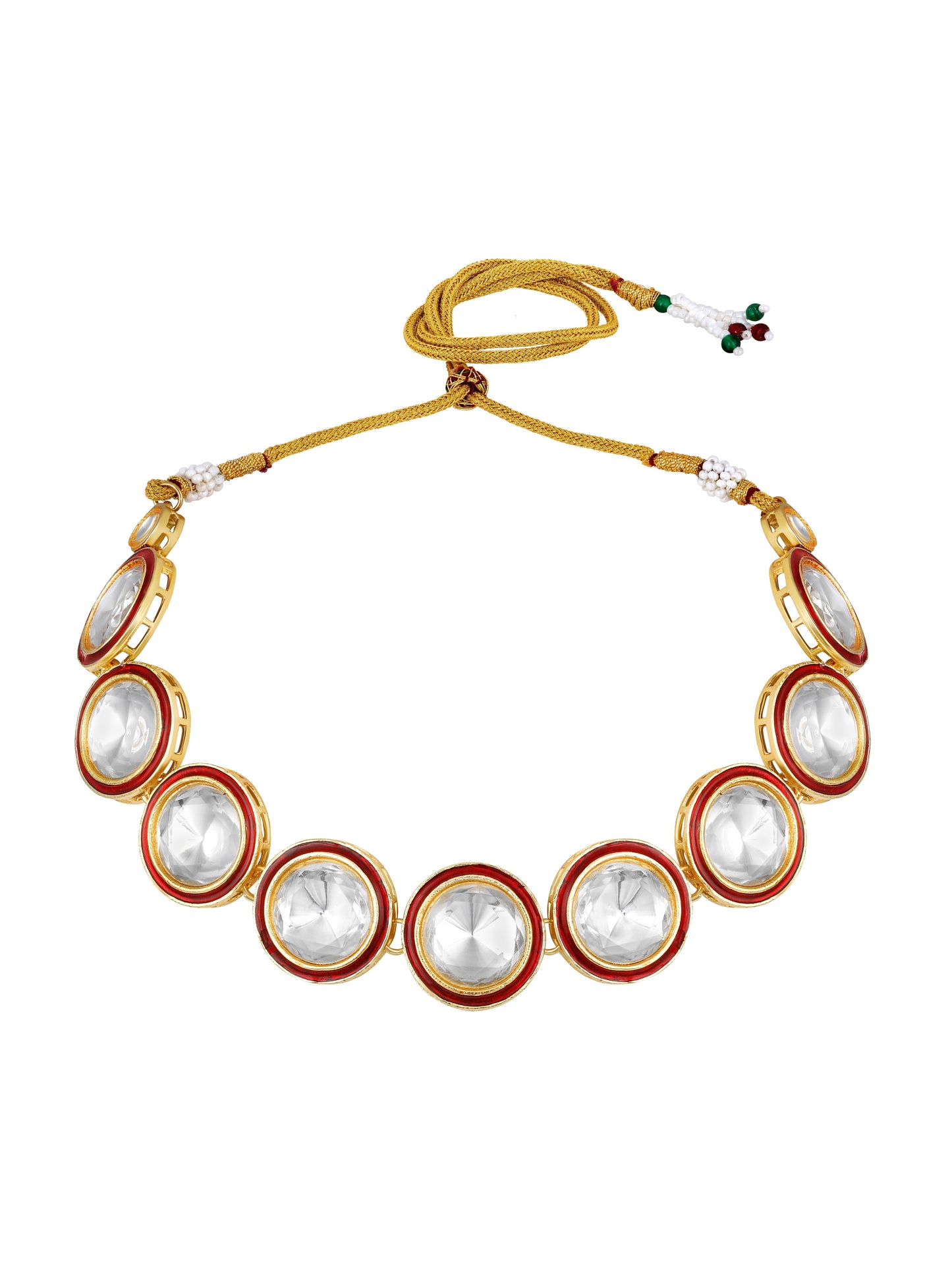 Gold-Plated Artificial Stone Necklace Set With Drop Earring