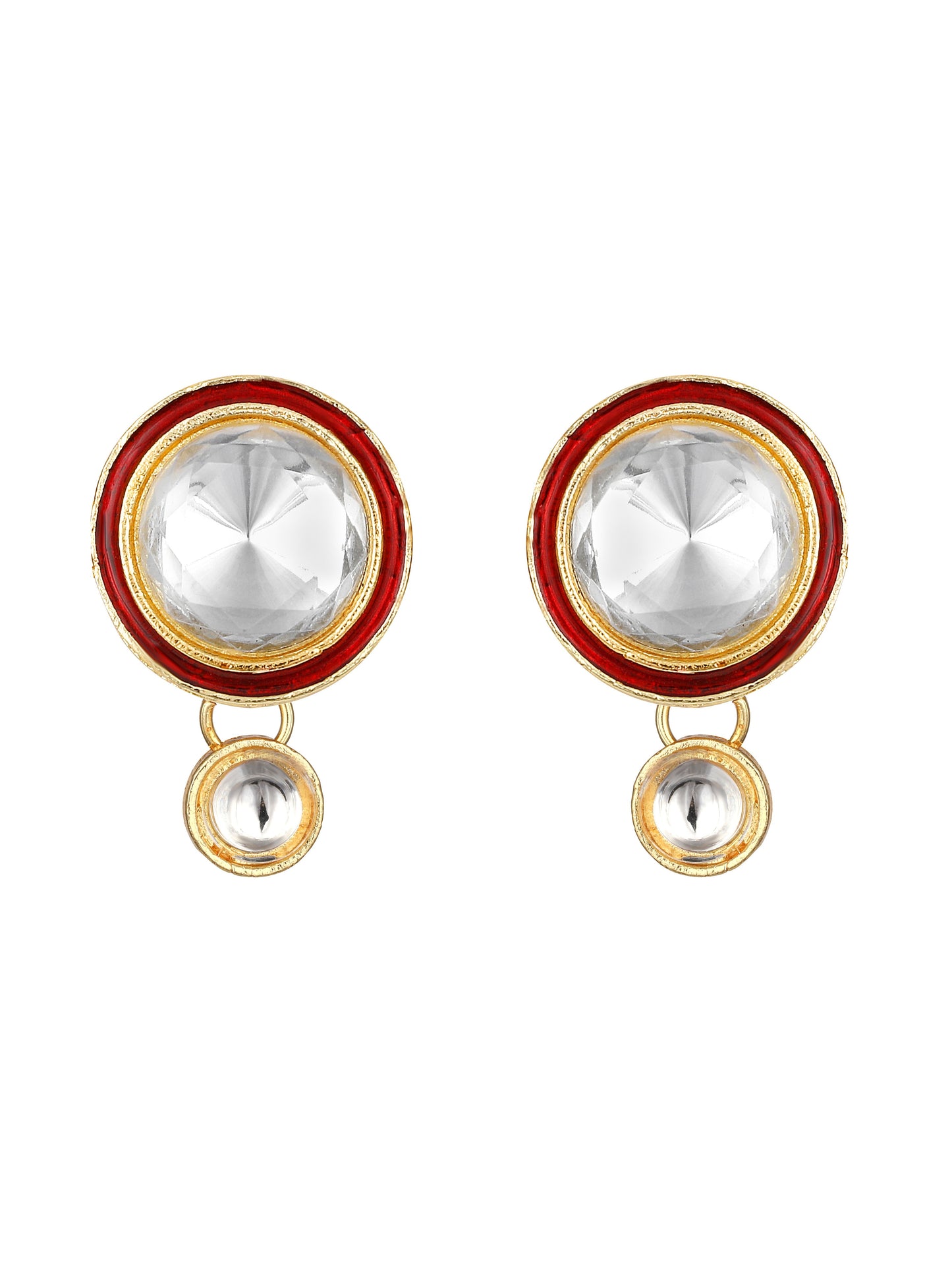 Gold-Plated Artificial Stone Necklace Set With Drop Earring