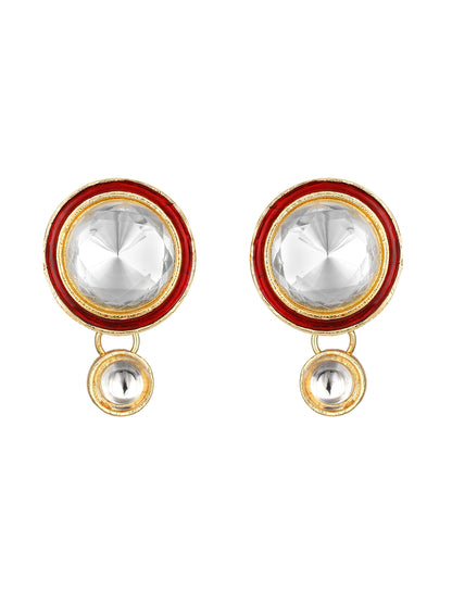 Gold-Plated Artificial Stone Necklace Set With Drop Earring