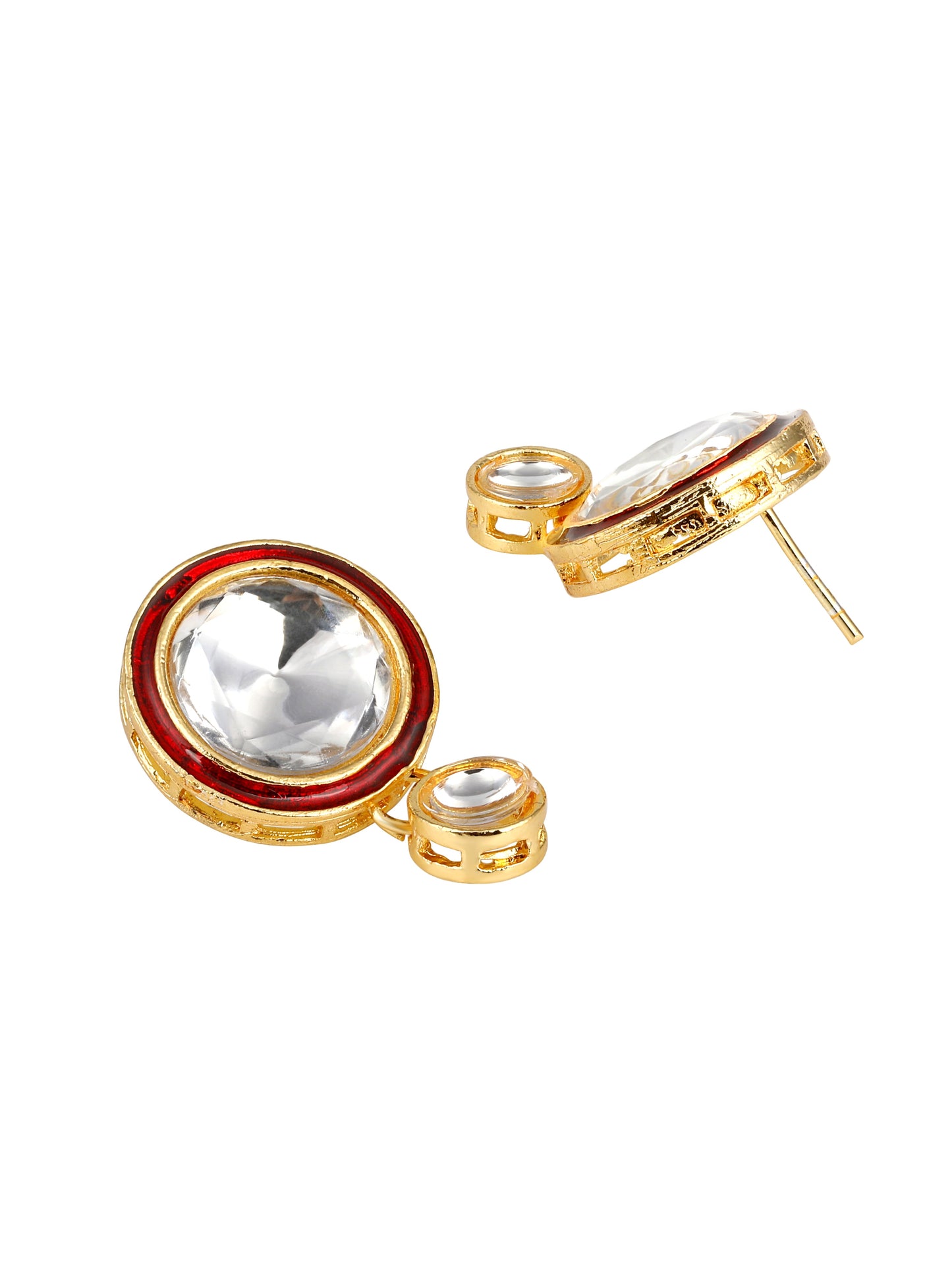 Gold-Plated Artificial Stone Necklace Set With Drop Earring