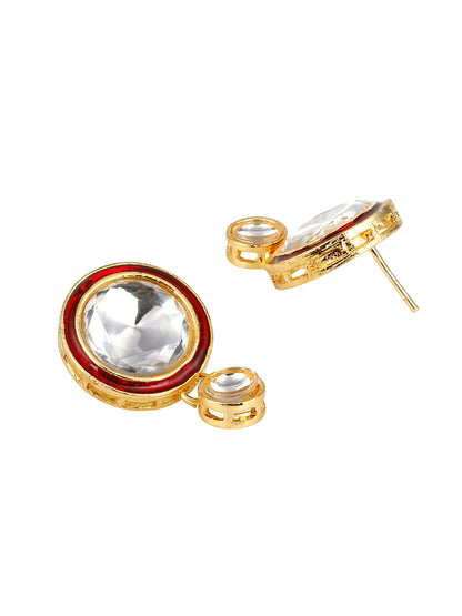 Gold-Plated Artificial Stone Necklace Set With Drop Earring
