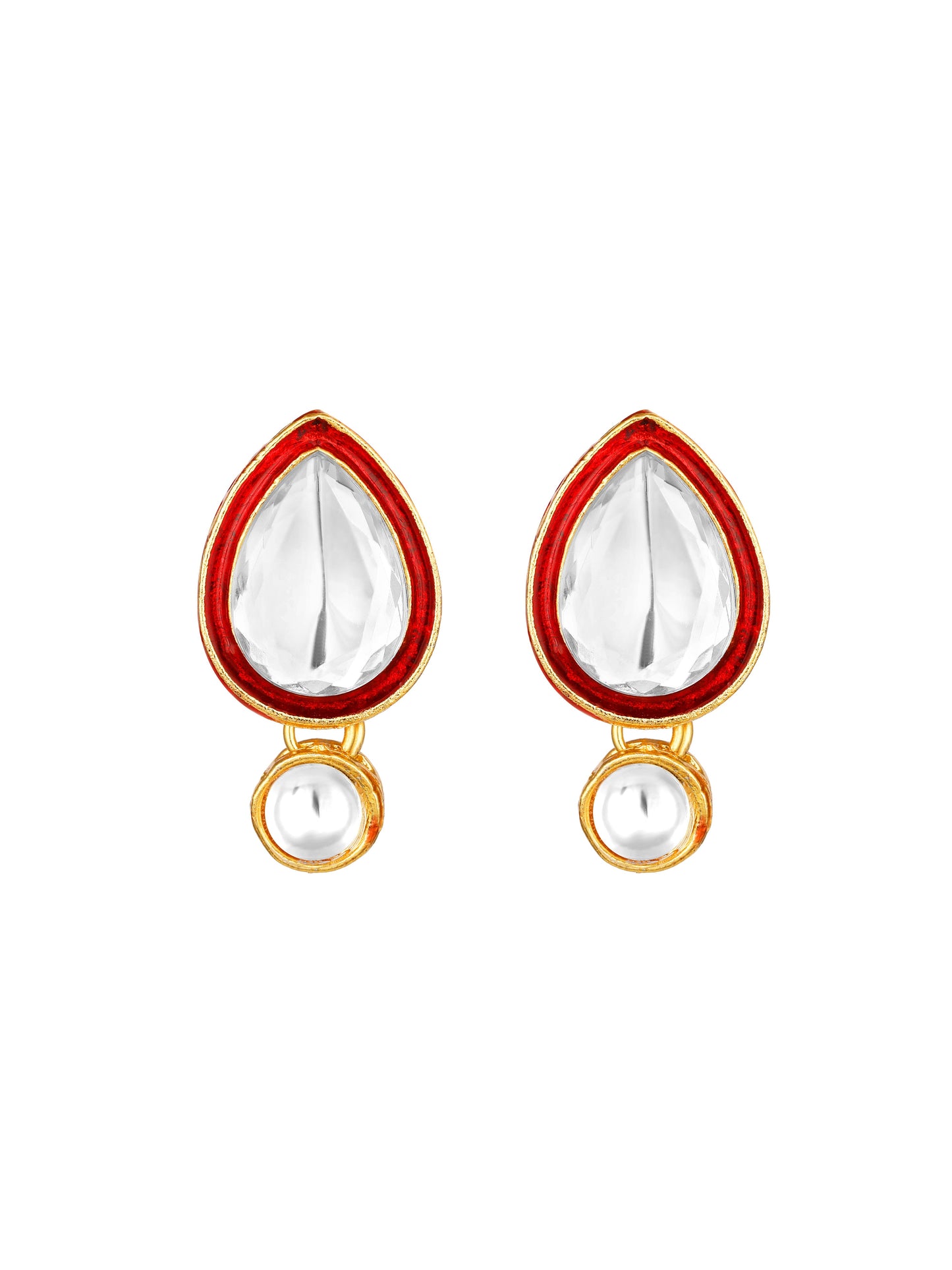 Gold-Plated Artificial Stone Necklace Set With Drop Earring