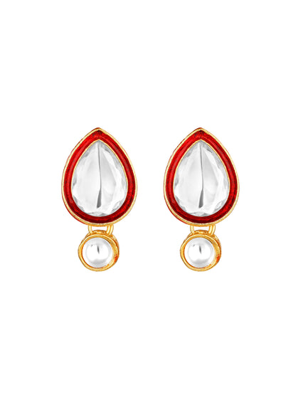 Gold-Plated Artificial Stone Necklace Set With Drop Earring