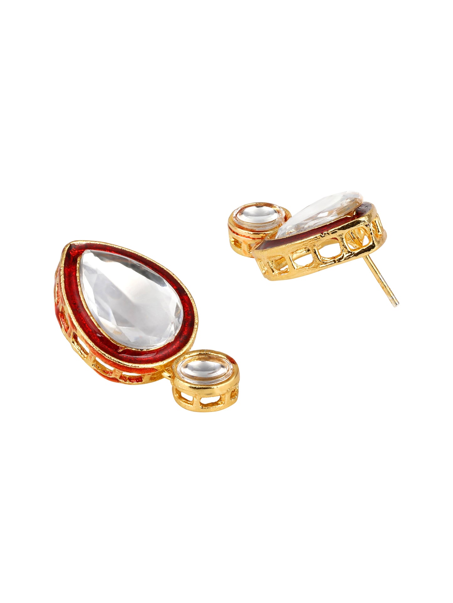 Gold-Plated Artificial Stone Necklace Set With Drop Earring