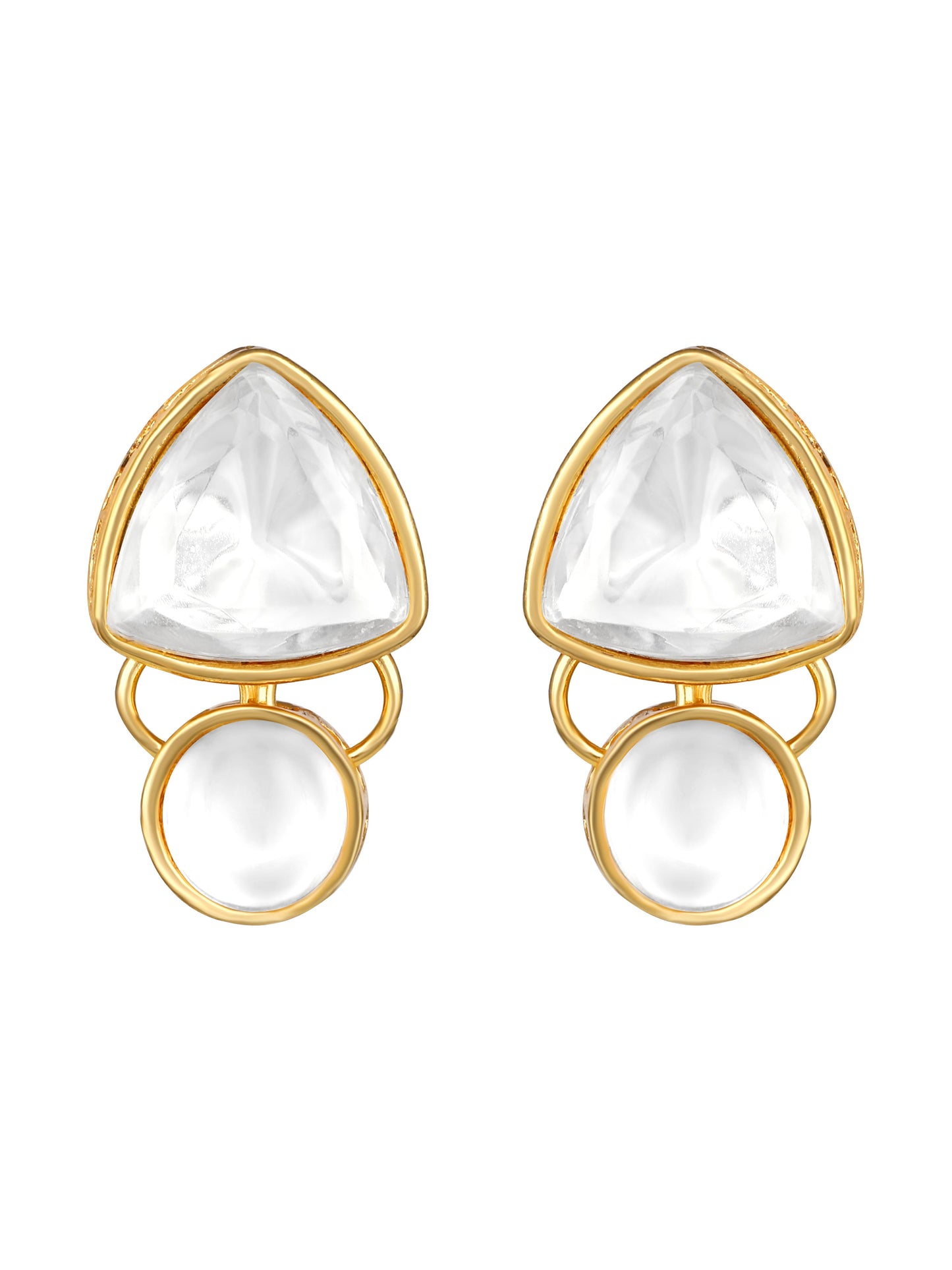 Gold-Plated Artificial Stone Necklace Set With Drop Earring