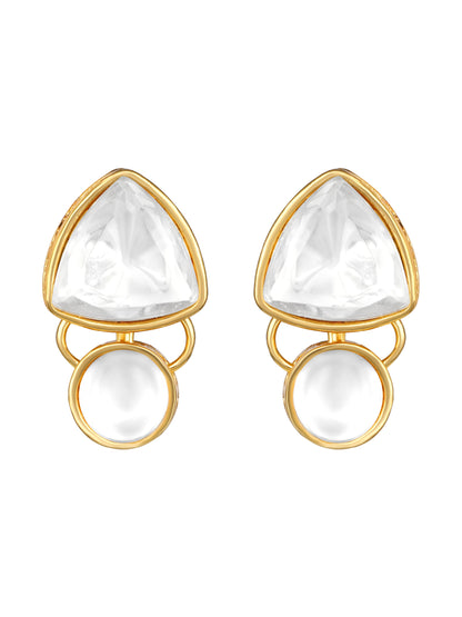 Gold-Plated Artificial Stone Necklace Set With Drop Earring