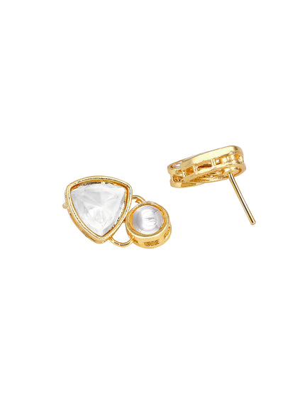 Gold-Plated Artificial Stone Necklace Set With Drop Earring