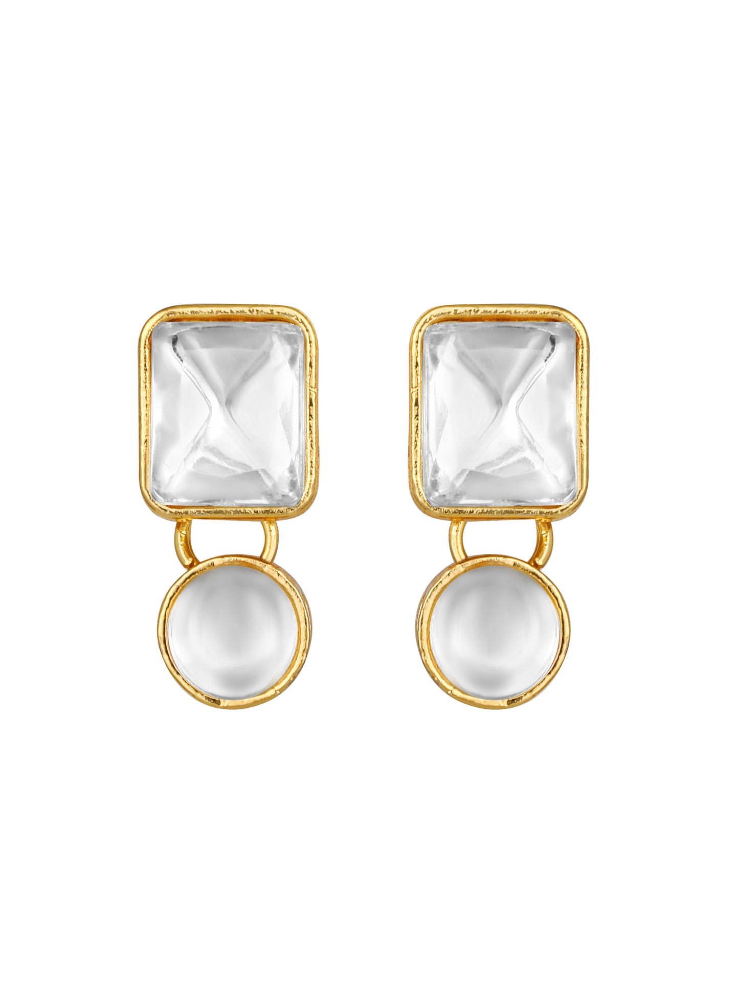 Gold-Plated Artificial Stone Necklace Set With Drop Earring