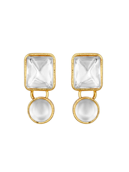 Gold-Plated Artificial Stone Necklace Set With Drop Earring