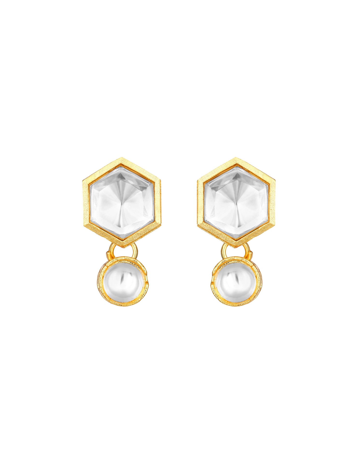 Gold-Plated Artificial Stone Necklace Set With Drop Earring