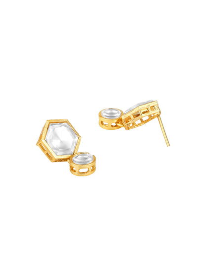 Gold-Plated Artificial Stone Necklace Set With Drop Earring
