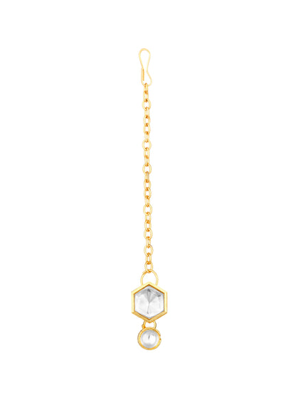 Gold-Plated Artificial Stone Necklace Set With Drop Earring