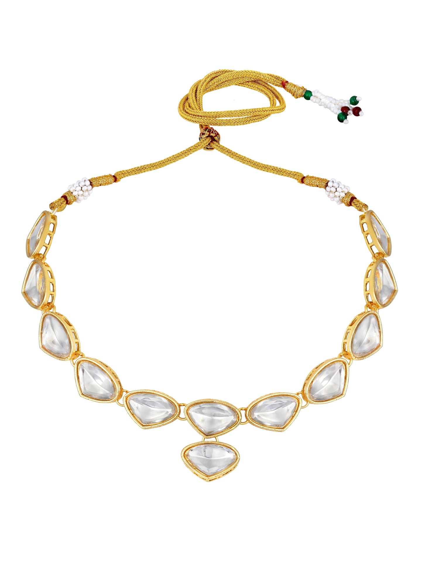 Gold-Plated Artificial Stone Necklace Set With Drop Earring