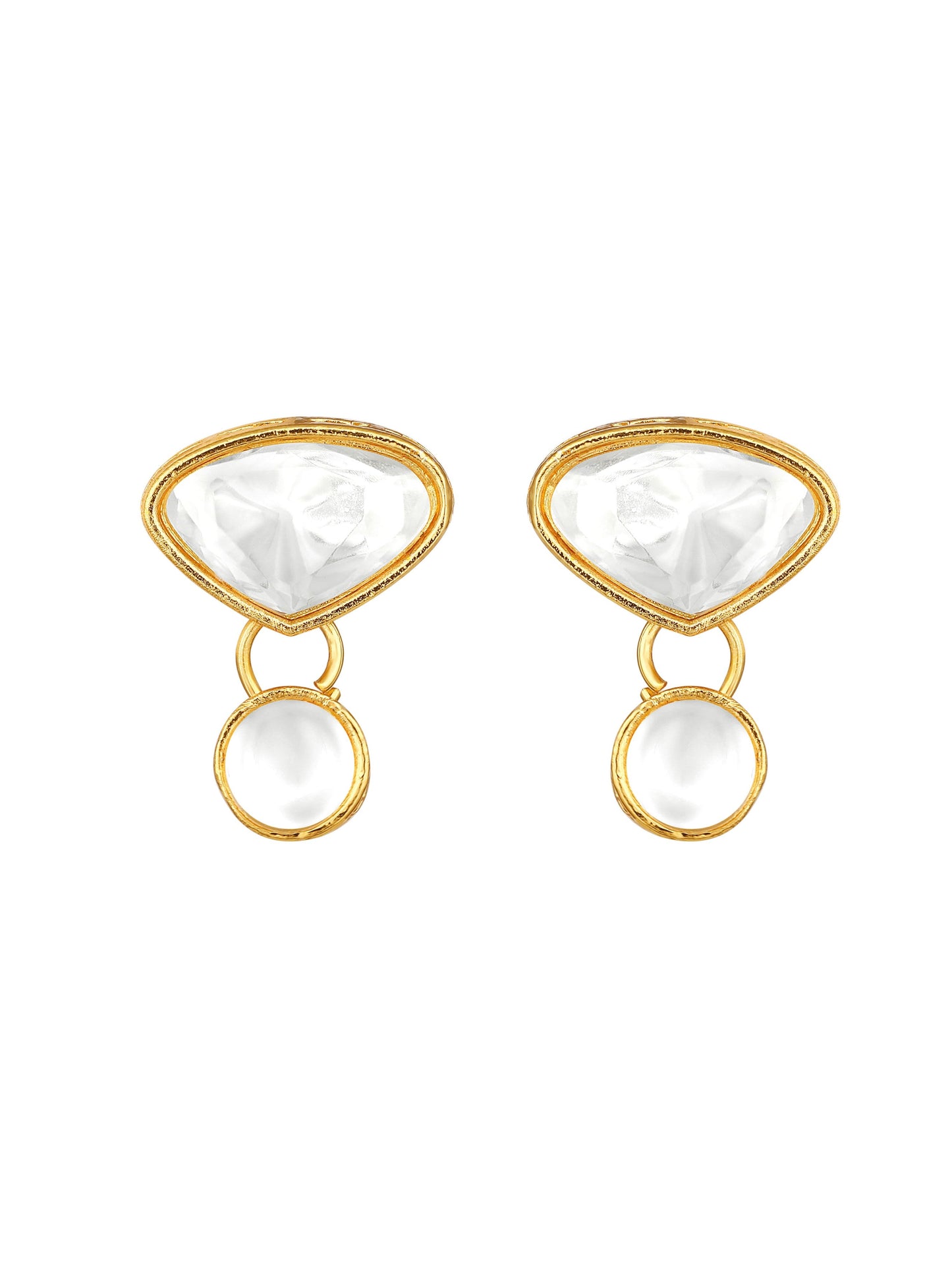 Gold-Plated Artificial Stone Necklace Set With Drop Earring